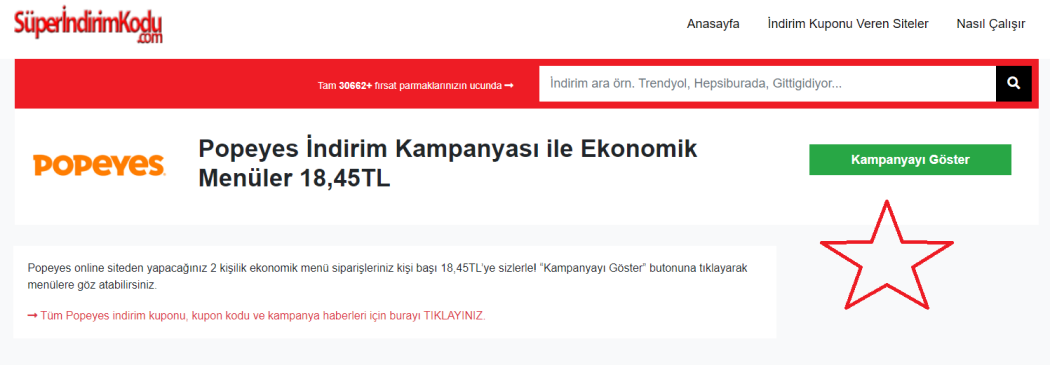 popeyes indirim kodu 2